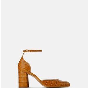 ZARA Leather Animal Embossed Heeled Shoes
